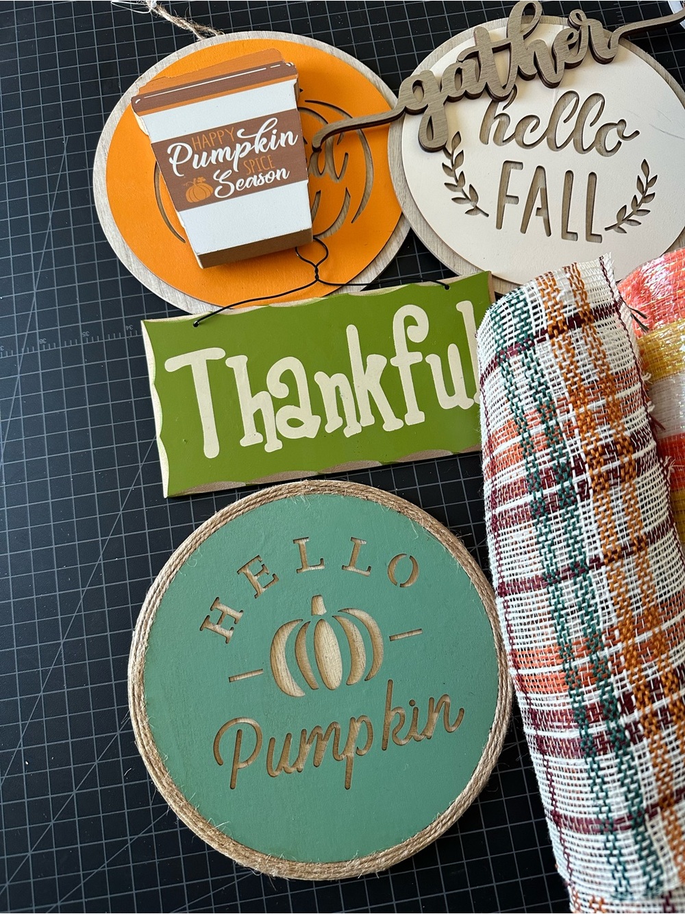 Fall Wreath Making Lot – Candy Corn Fall Mesh, Ribbon & 5 Signs - Picture 5 of 6